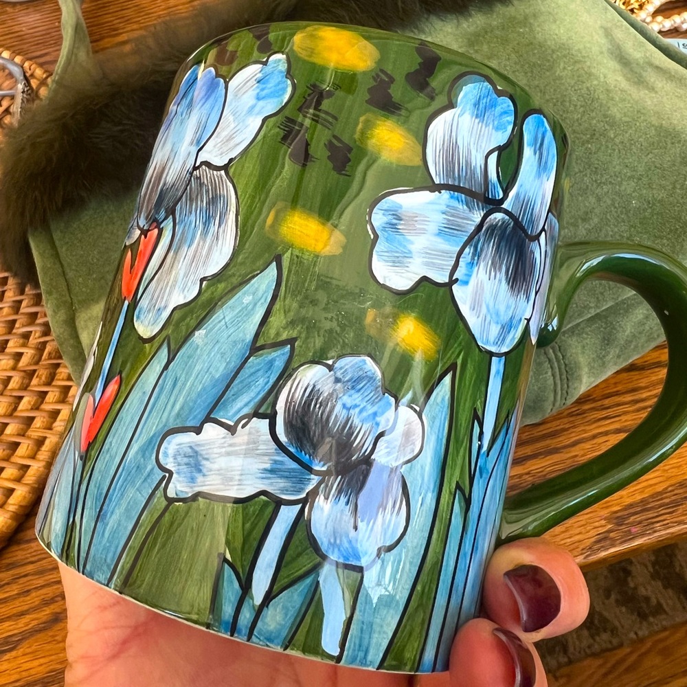 RARE Cafe Arts By Henriksen Imports 💙🖤Vincent Van Gogh Irises Cup Mug 💜🌳